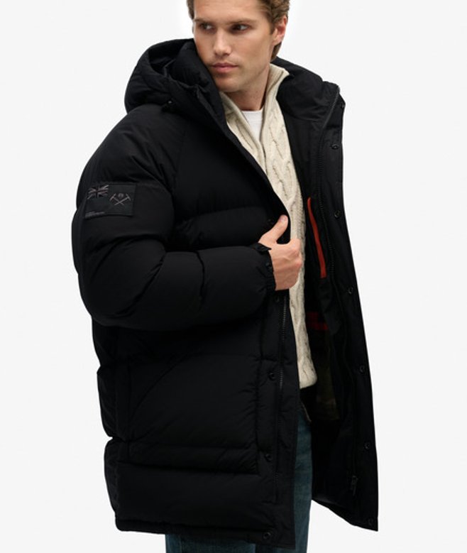 Superdry Herren Xpd Lange Steppjacke im Parka-stil Black - Größe: XL von Superdry