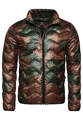 Superdry Herren kurze gesteppte leichte Pufferjacke, schmale Passform, Pinsel Camo Aop, XL von Superdry