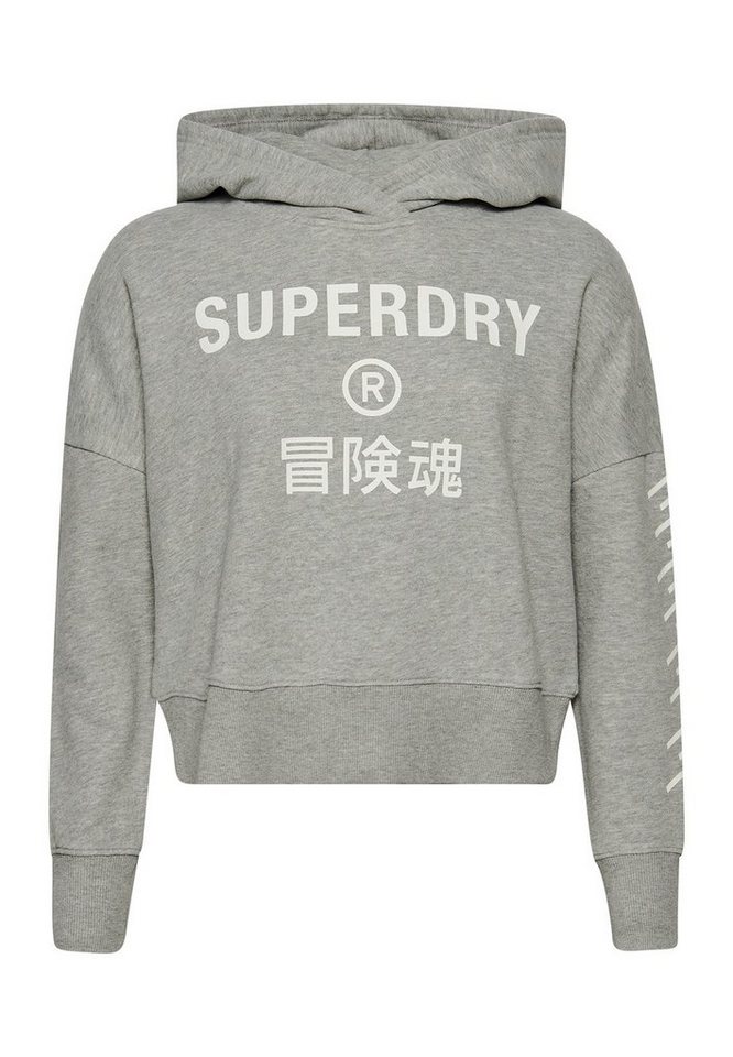 Superdry Hoodie Superdry Damen Hoody CODE CORE SPORT CROP BOX HOOD Grey Marl Grau von Superdry