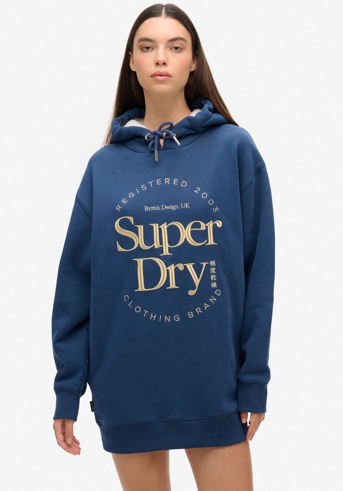 Superdry Jerseykleid LUXE METALLIC LOGO HOOD DRESS Sommerkleid von Superdry