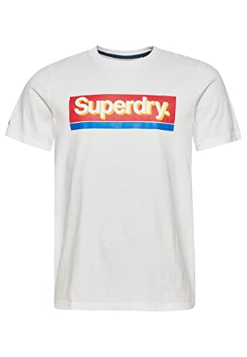 Superdry Klassisches Herren-T-Shirt mit klassischem Logo, lockere Passform, Weiß glänzend, Mittel von Superdry