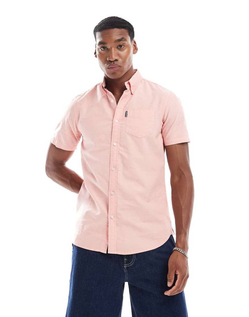 Superdry - Kurzärmliges Oxford-Hemd aus Chambray in Rosépink-Rosa von Superdry