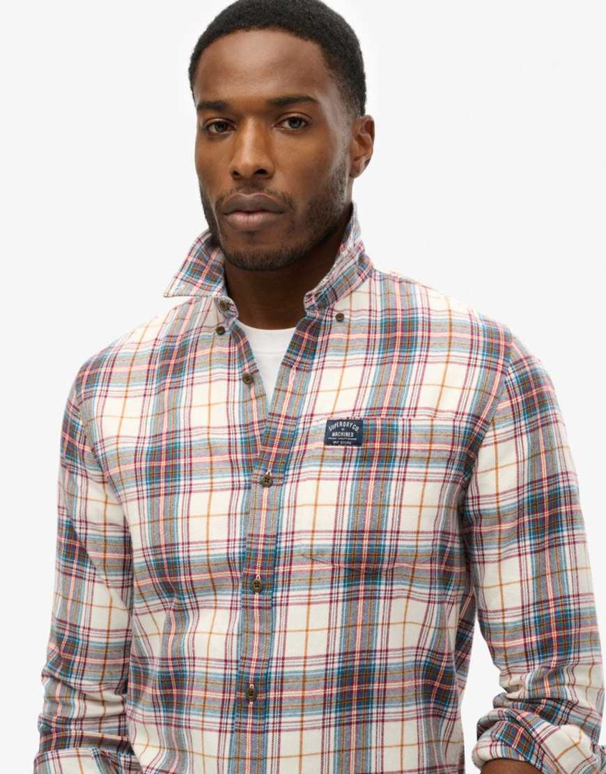 Superdry - Langärmliges Holzfäller-Hemd aus Baumwolle mit optischem Drayton-Karomuster-Weiß von Superdry