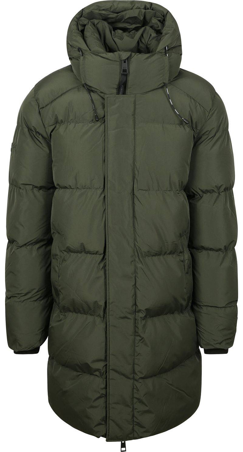 Superdry Lange Pufferjacke Hooded Moosgrün - Größe 3XL von Superdry