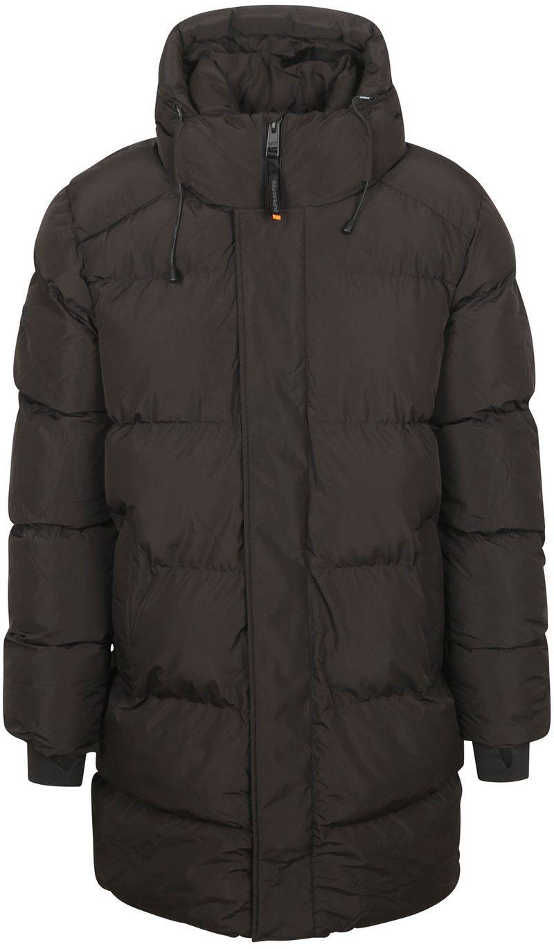 Superdry Lange Pufferjacke Hooded Schwarz - Größe 3XL von Superdry