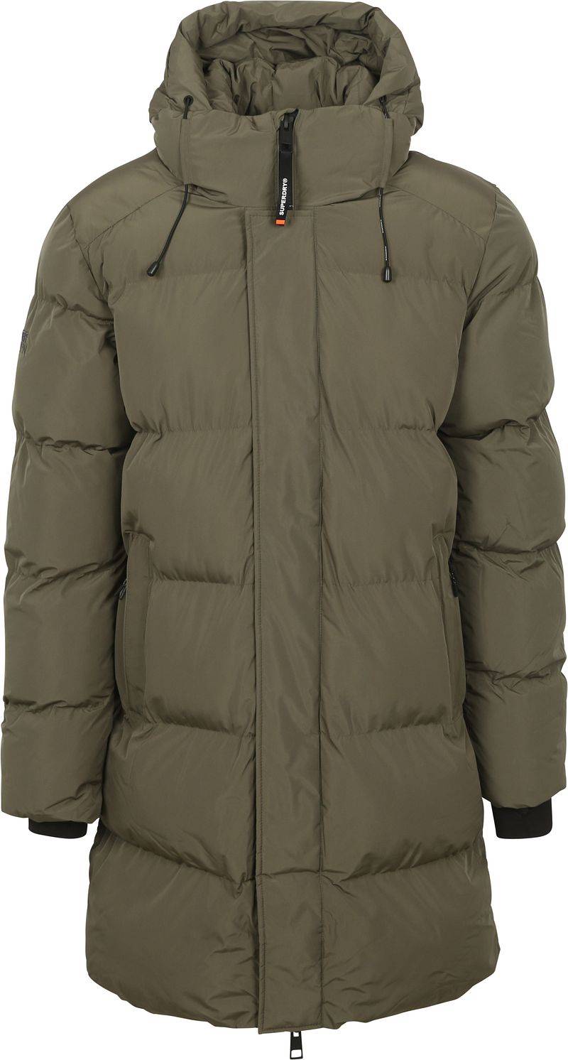 Superdry Lange Pufferjacke Hooded Schwarz - Größe XXL von Superdry