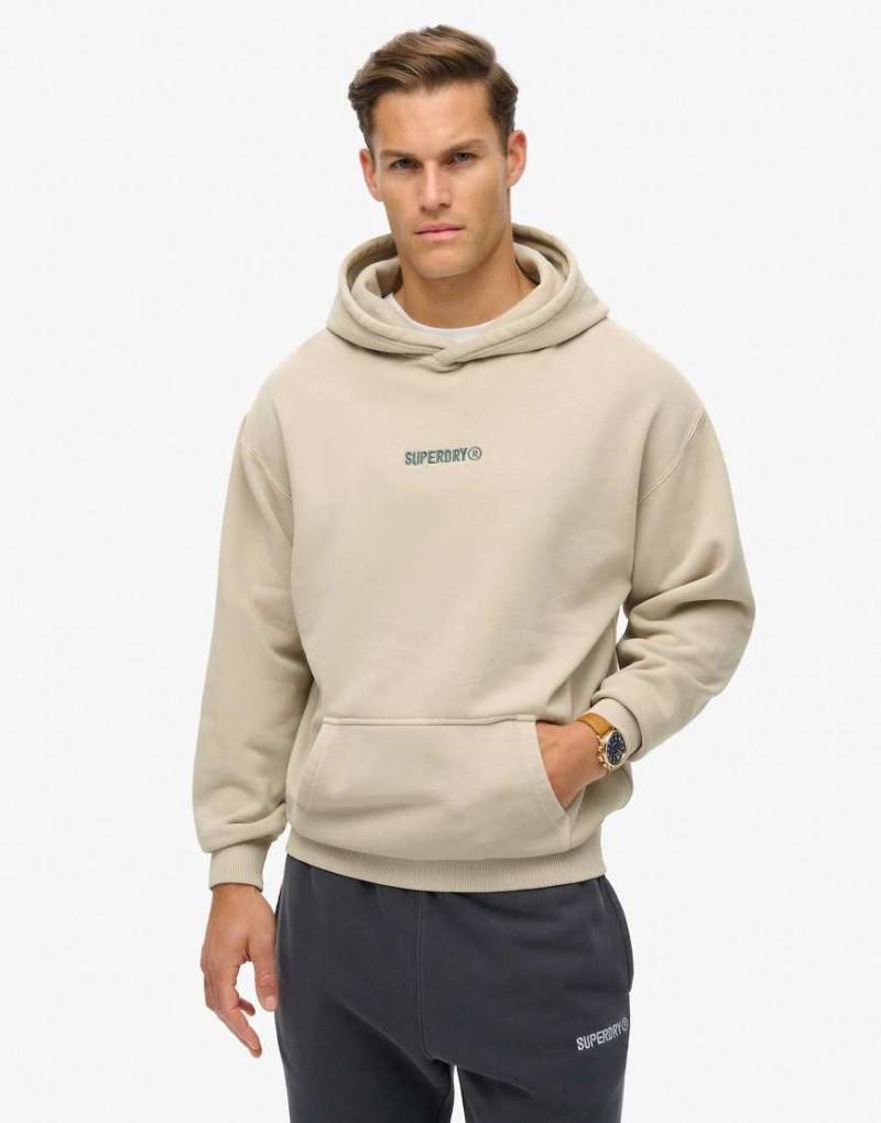 Superdry - Lockerer Kapuzenpullover in Chateau-Grau mit kleinem Logo-Neutral von Superdry
