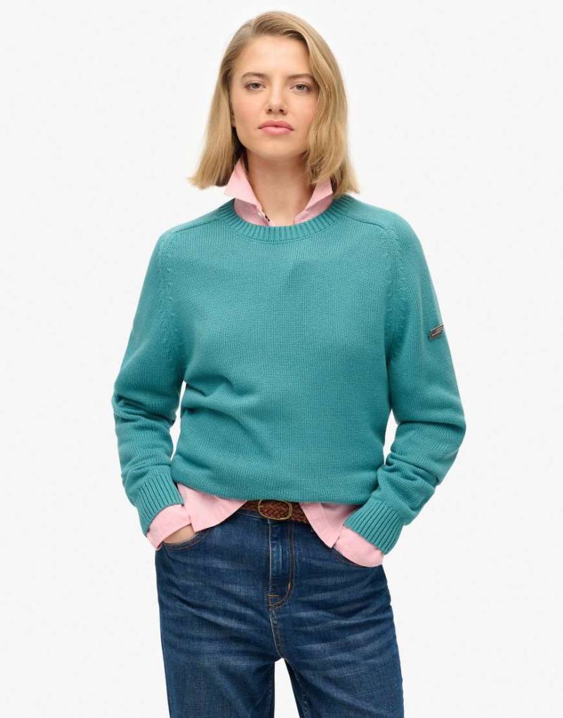 Superdry - Lockerer Strickpullover in Petrol mit Rundhalsausschnitt-Grün von Superdry