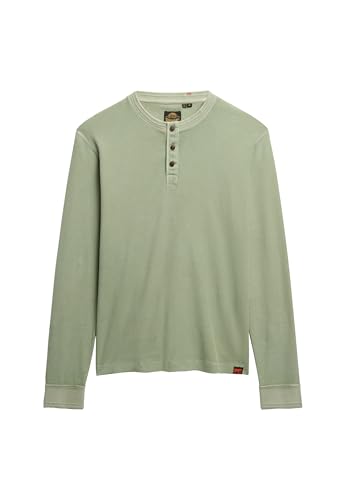 Superdry Herren Leichtes, strukturiertes Grandad-Oberteil Verwaschenes Salbeigrün S von Superdry