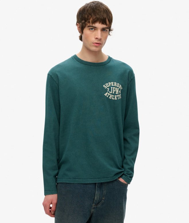 Superdry Men's Athletic Essentials Langarmoberteil Grün - Größe: L von Superdry