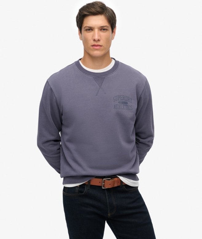 Superdry Herren Baumwolle Grafik Athletic Essentials Sweatshirt mit Rundhalsausschnitt, Dunkelgrau - Größe: XL von Superdry