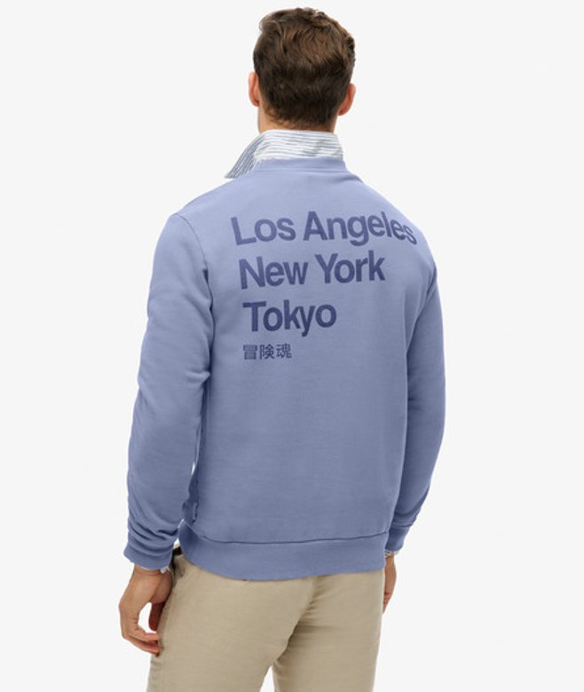 Superdry Herren Baumwolle Core City Sweatshirt mit Rundhalsausschnitt und Logo, Blau - Größe: L von Superdry