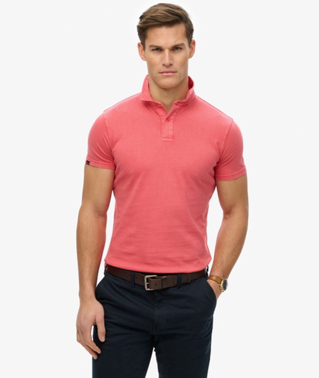 Superdry Men's Essential Jersey Poloshirt Rot - Größe: S von Superdry