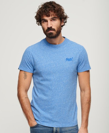 Superdry Men's Essential T-Shirt aus Bio-Baumwolle mit Logo Blau - Größe: S von Superdry