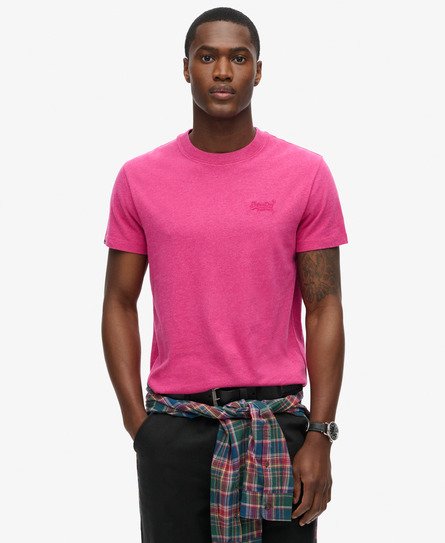 Superdry Men's Essential T-Shirt aus Bio-Baumwolle mit Logo Pink - Größe: M von Superdry