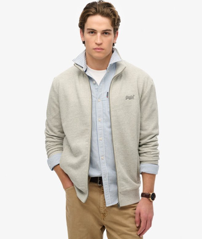 Superdry Herren Baumwolle Essential Trainingsjacke mit Logo, Grau - Größe: M von Superdry