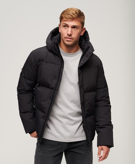 Superdry Men's Kapuzenjacke mit Quadratischem Steppmuster Schwarz - Größe: S von Superdry