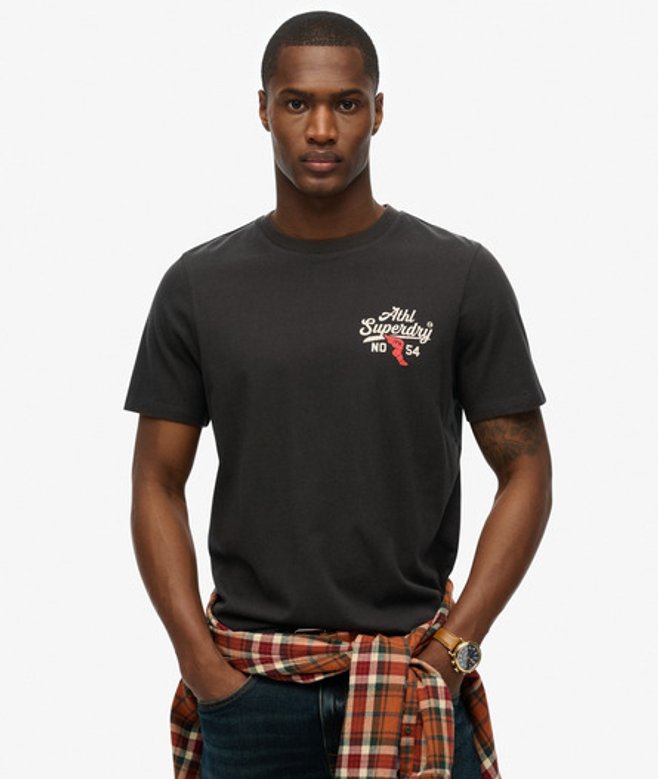Superdry Men's Lässiges Athletic T-shirt Schwarz - Größe: M von Superdry
