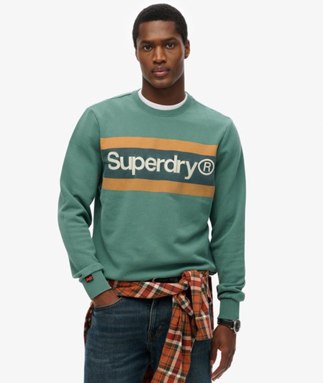Superdry Men's Lässiges Core Logo Sweatshirt mit Rundhalsausschnitt Grün - Größe: L von Superdry