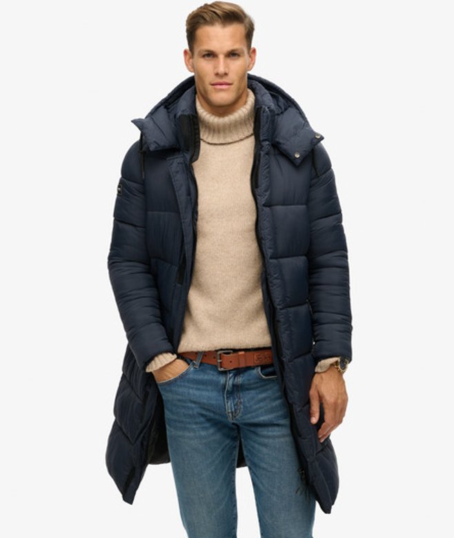 Superdry Herren Marineblau Steppmantel, Größe: L - Größe: L von Superdry