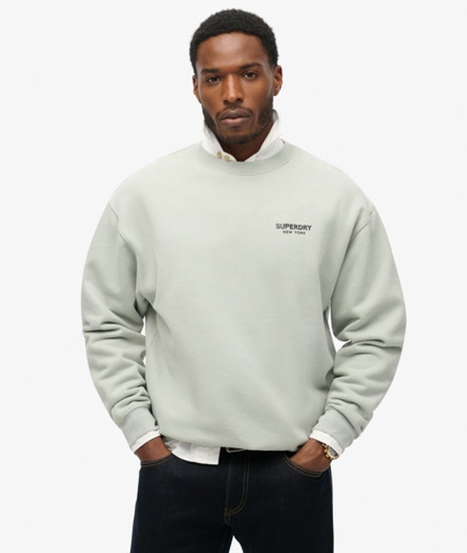 Superdry Men's Locker Geschnittenes Luxury Sport Sweatshirt mit Rundhalsausschnitt Hellgrau - Größe: S von Superdry