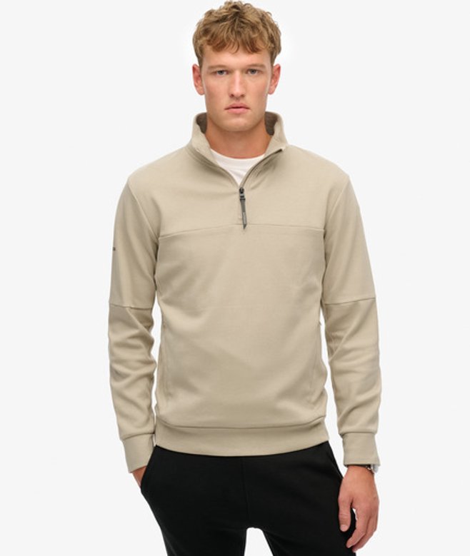 Superdry Men's Lockeres Tech Sweatshirt mit Halblangem Reißverschluss Taupe - Größe: Xxl von Superdry