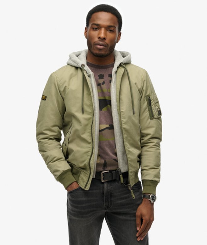 Superdry Men's MA1 Bomberjacke im Militär-stil Grün - Größe: XL von Superdry