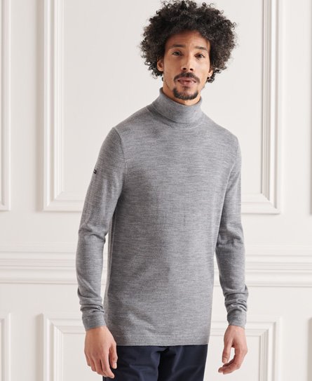 Superdry Men's Merino Rollkragenpullover Hellgrau - Größe: XL von Superdry