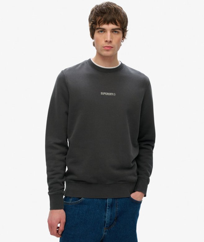 Superdry Herren Baumwolle Micro Rundhals-Sweatshirt mit Logo, Schwarz - Größe: XXL von Superdry