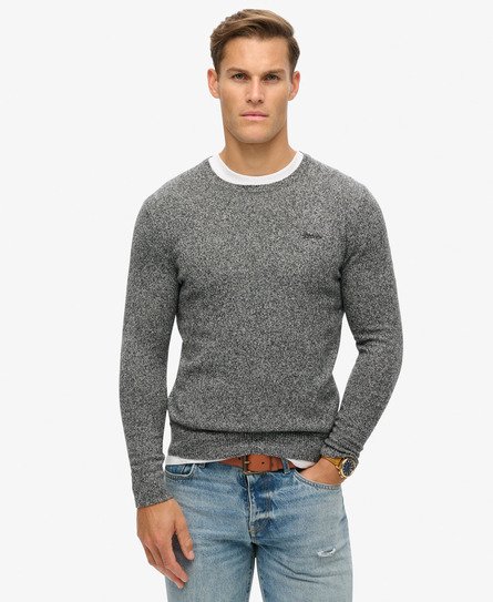 Superdry Herren Dunkelgrau Rundhalspullover Gesticktes Logo, Größe: L - Größe: L von Superdry