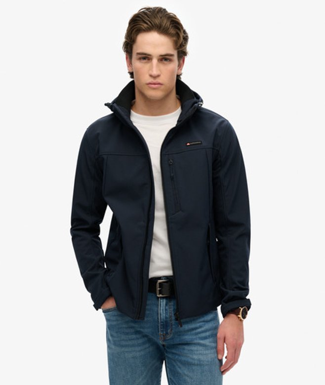 Superdry Men's Kapuzen-softshell-trekkerjacke Marineblau - Größe: S von Superdry