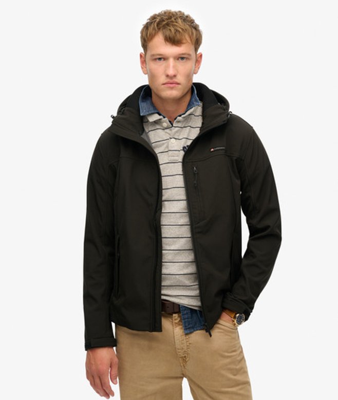 Superdry Men's Kapuzen-softshell-trekkerjacke Schwarz - Größe: L von Superdry