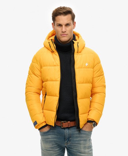 Superdry Men's Sports Steppjacke mit Kapuze Gelb - Größe: L von Superdry