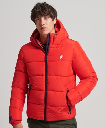 Superdry Men's Sports Steppjacke mit Kapuze Rot - Größe: M von Superdry