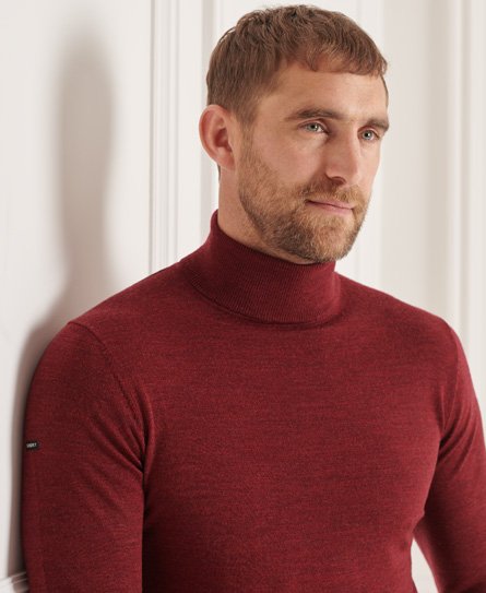 Superdry Men's Studios Merino Rollkragenpullover Rot - Größe: Xxl von Superdry