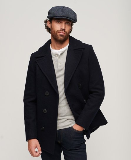 Superdry Men's The Merchant Store - Peacoat aus Wolle Marineblau - Größe: S von Superdry