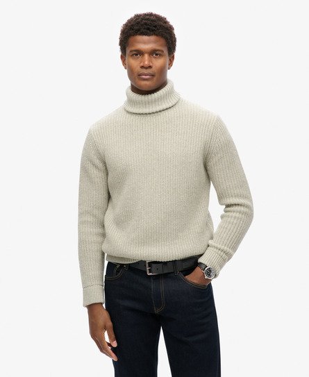 Superdry Herren The Merchant Store - Strukturierter Rollkragenpullover Hellgrau - Größe: M von Superdry