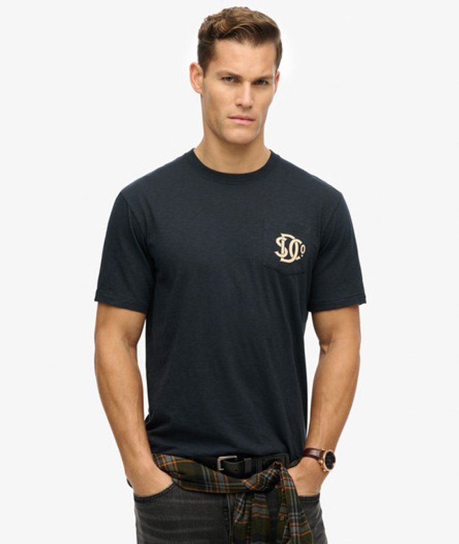 Superdry Herren Baumwolle The Merchant Store - T-Shirt mit Grafik, Marineblau - Größe: XL von Superdry