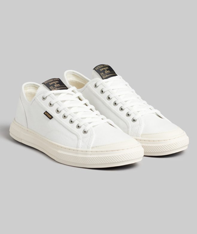 Superdry Men's Vegane Canvas Low-top Sneaker Creme - Größe: 44 von Superdry