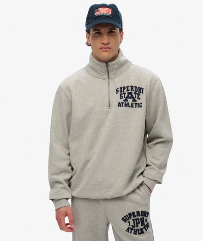 Superdry Men's Vintage Athletic Pullover mit Halbem Reißverschluss Grau/grün - Größe: XL Superdry Men's Vintage Athletic Pullover mit Halbem Reißverschluss Grau/grün - Größe: XL von Superdry