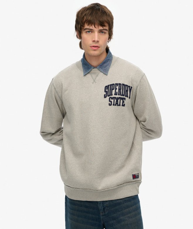 Superdry Men's Vintage Athletic Sweatshirt mit Rundhalsausschnitt Hellgrau/marineblau - Größe: Xxl Superdry Men's Vintage Athletic Sweatshirt mit Rundhalsausschnitt Hellgrau/marineblau - Größe: Xxl von Superdry