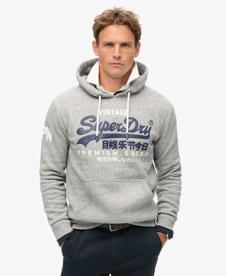 Superdry Men's Vintage Logo Hoodie aus Bio-Baumwolle Grau - Größe: S von Superdry