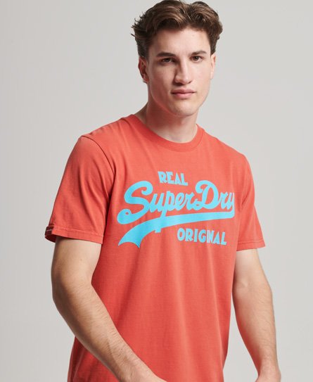 Superdry Men's Vintage Logo T-Shirt in Neonfarben Rot - Größe: S von Superdry