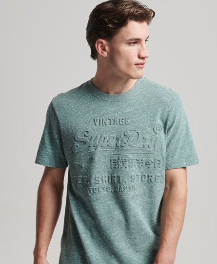 Superdry Men's Vintage Logo T-Shirt mit Prägung Grün - Größe: S von Superdry