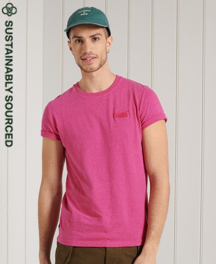 Superdry Men's Vintage T-Shirt aus Bio-Baumwolle mit Stickerei Pink - Größe: XS von Superdry