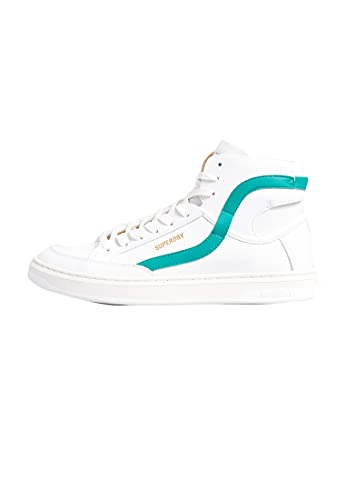 Superdry Mens Basket Lux Trainer Sneaker, White/Aqua,42 EU von Superdry