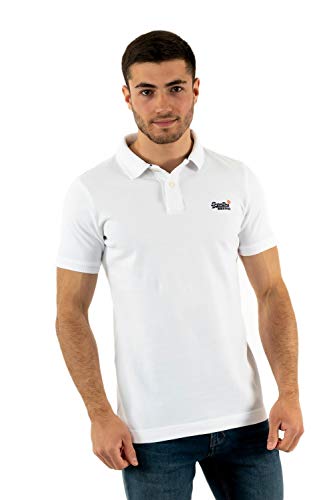 Superdry Herren Classic Pique S/S Polo Poloshirt, White, 3XL von Superdry