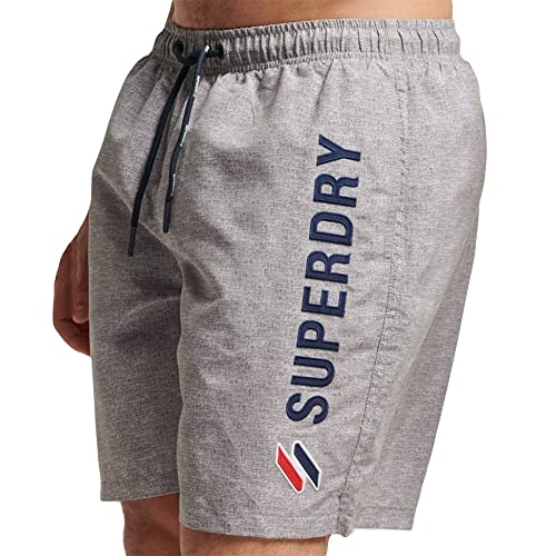 Superdry Mens Code APPLQUE 19INCH W2-Swim Shorts, Silver Grey Grit, Small von Superdry