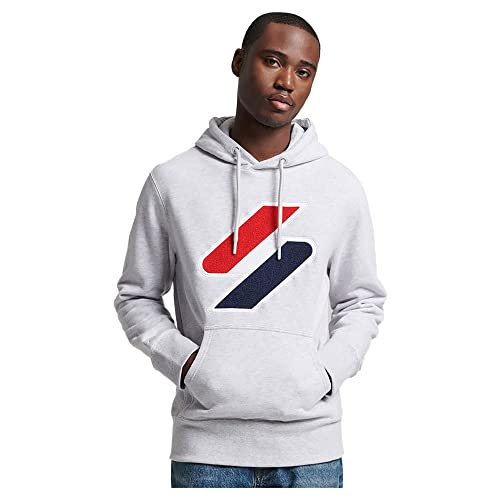 Superdry Mens Code SL Chenille Hood Kapuzenpullover, Cadet Grey Marl, S von Superdry