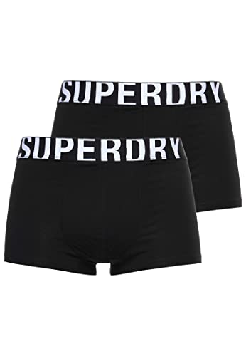 Superdry Mens DUAL Logo Double Pack Trunks, Black/Black Optic, Large von Superdry